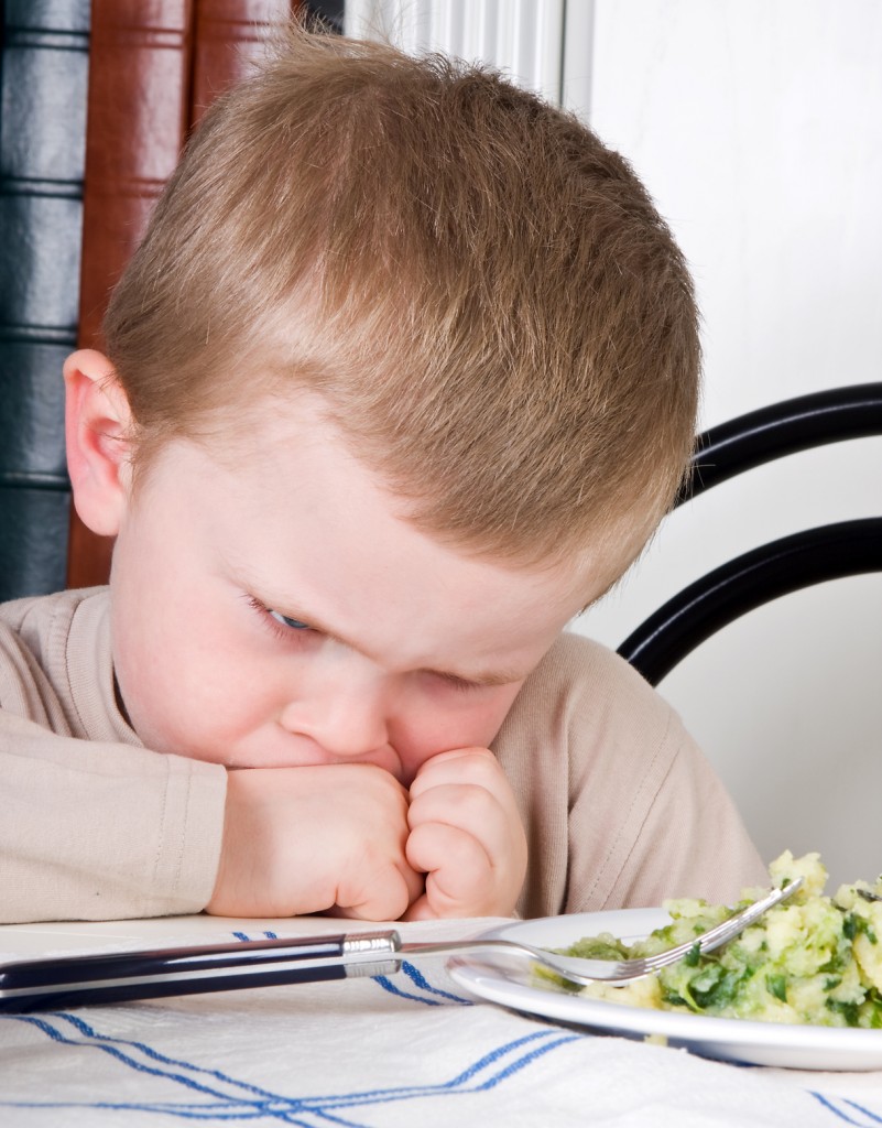 Unhappy kid - veggies for dinner